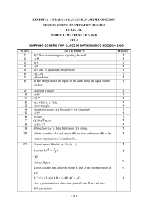 Class 9 Maths Marking Scheme 2025-26 Kendriya Vidyalaya