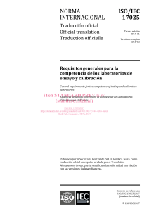 ISO/IEC 17025:2017 Requisitos generales para laboratorios de ensayo y calibraci&oacute;n