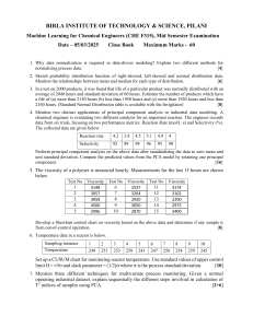 Machine Learning for Chemical Engineers Exam