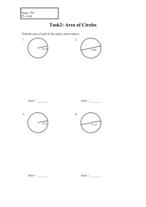 Area of Circles Math Worksheet