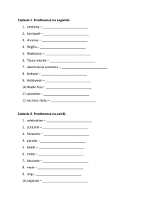 Polish English Translation Worksheet: Celebrations & Events