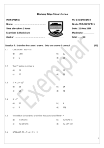 Grade 7 Mathematics Exam Paper