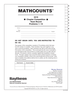 2019 MATHCOUNTS Chapter Team Round Problems 1-10