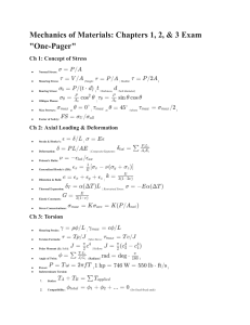 Mechanics of Materials Exam One-Pager
