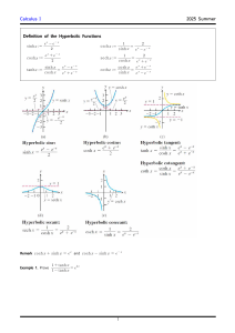 Calculus I: Hyperbolic Functions (2025 Summer)