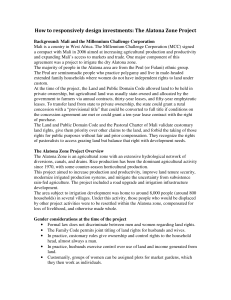 Gender-Responsive Investment Design: Alatona Zone Project