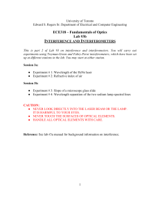 University of Toronto ECE318 Lab 3b: Interference and Interferometers