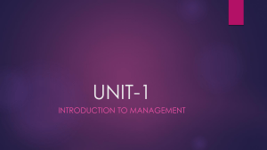 Introduction to Management Unit 1