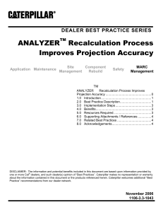 Analyzer Recalculation Process Best Practice Guide