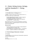 C++ String Notes: Arrays, std::string Class