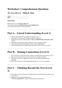 The Eyes Have It Worksheet: Comprehension Questions