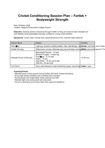 Cricket Conditioning Session Plan: Fartlek + Bodyweight Strength