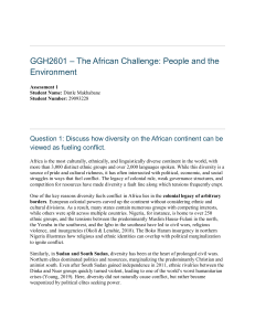 GGH2601 Assessment: African Diversity & Population Growth