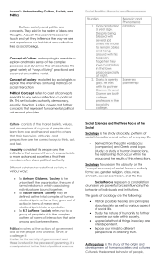 Lesson 1: Understanding Culture, Society, and Politics