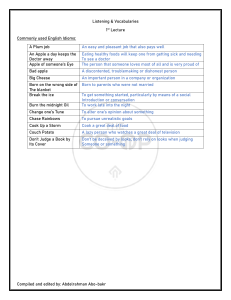 Common English Idioms: Vocabulary List