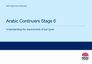 Arabic Continuers Stage 6 Text Types Guide