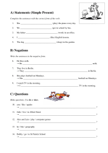 English Grammar Worksheet: Simple Present Tense