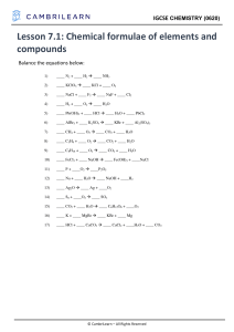 IGCSE Chemistry Lesson 7.1: Balancing Chemical Equations