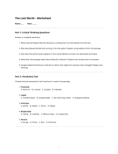 The Lost World Worksheet: Critical Thinking & Vocabulary