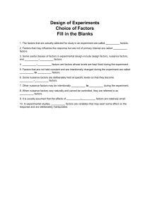 Design of Experiments Fill in the Blanks Worksheet