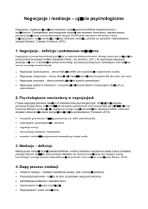 Negocjacje i mediacje &ndash; ujęcie psychologiczne
