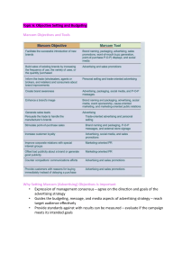Marketing Objectives & Budgeting: Marcom Strategies