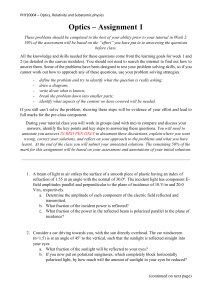 PHY20004 Optics Assignment 1: Problems & Solutions