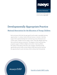 Developmentally Appropriate Practice: NAEYC Position Statement 2020