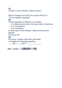 Periodic Table Chemistry Quiz: Na to Ar Trends, Group VIII, Rb Reaction