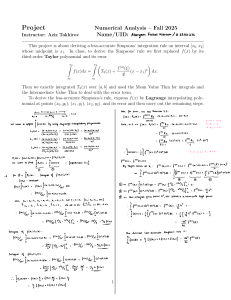 Deriving Less-Accurate Simpson's Rule: Numerical Analysis Project