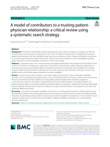 Model of Patient-Physician Trust Contributors: Critical Review