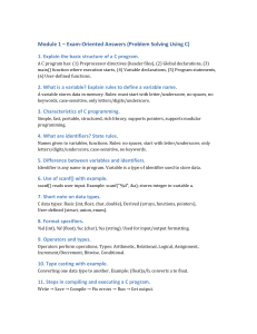 C Programming Exam Answers & Study Guide