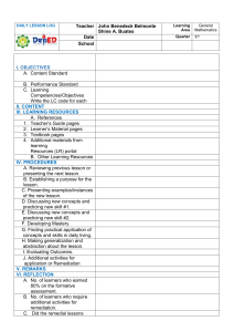 Daily Lesson Log for General Mathematics 1st Quarter