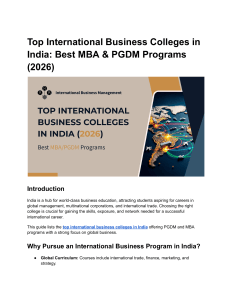 Top International Business Colleges in India 2026