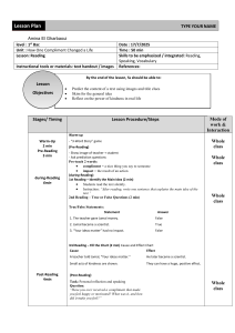 Lesson Plan: How One Compliment Changed a Life (1st Bac Reading)