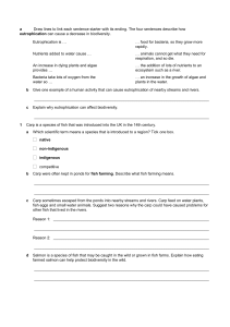 Eutrophication, Introduced Species, and Fish Farming Worksheet