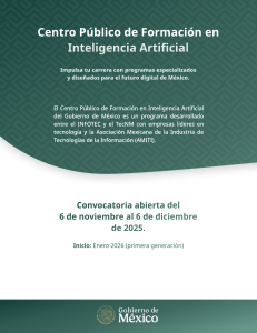 Convocatoria Centro P&uacute;blico de Formaci&oacute;n en IA M&eacute;xico 2025