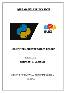 Quiz Game Application Python Project Report