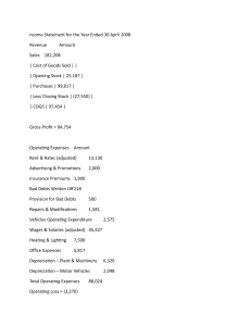 Income Statement & Balance Sheet Example (2008)