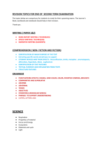 Revision Topics for End of Second Term Exam