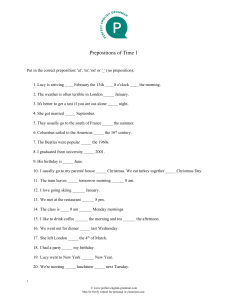 Prepositions of Time 1 Worksheet
