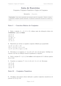 Exerc&iacute;cios de Matem&aacute;tica: Conjuntos e L&oacute;gica