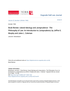 Book Review: Liberal Ideology in Jurisprudence