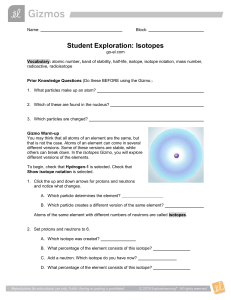 Student Exploration: Isotopes Gizmo Activity Guide