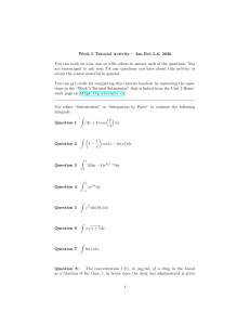 Week 5 Tutorial: Integration by Parts & Substitution