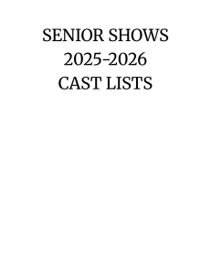 Senior Shows 2025-2026 Cast Lists