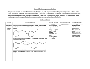Chapter 14: Ethers, Epoxides, and Sulfides Reactions