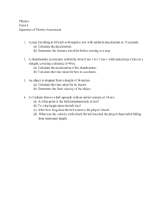 Physics Equations of Motion Assessment