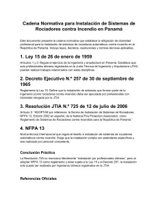 Normativa para Instalaci&oacute;n de Rociadores contra Incendio en Panam&aacute;