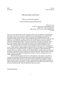 KAIST HSS 255 Gender and Society Syllabus Spring 2026
